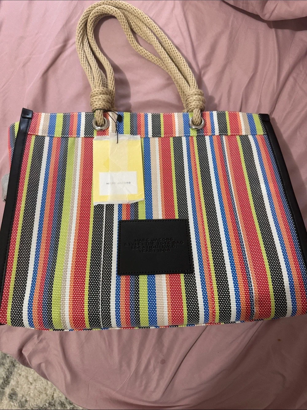 Marc Jacobs Multicolor Striped Canvas Tote with Rope Handles